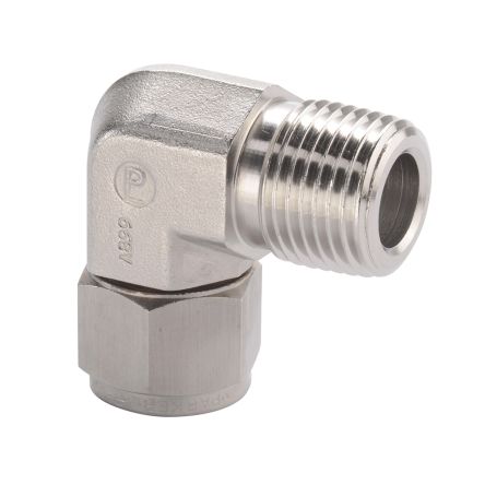 Parker Hydraulic Elbow Compression Tube Fitting BSP 1/4, M10MSEL1/4K-316 [M10MSEL1/4K-316]; 281-2586