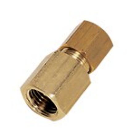 Legris Brass Pipe Fitting, Straight Push Fit Compression Olive, Female BSPP 1/8in BSPP 1/8in 4mm [0114 04 10]; 281-3216