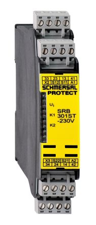 Schmersal Monitoring Relay, DPST, DIN Rail [SRB301ST-48-230VAC]; 281-6086