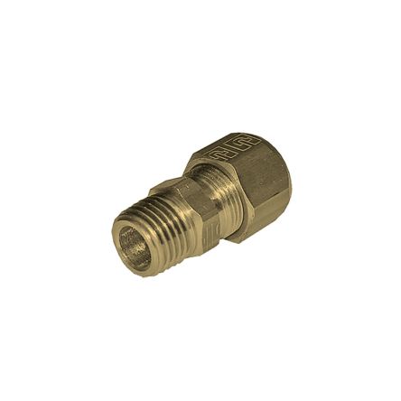 Legris Brass Pipe Fitting, Straight Compression Stud Fitting, Male BSPT 1/8in 6mm [F3BMB6-1/8]; 281-7063