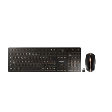 Cherry CHERRY DW 9100 SLIM Wireless Ergonomic Keyboard and Mouse Set, QWERTZ (German), Black [JD-9100DE-2]; 281-9273