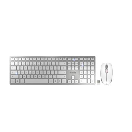Cherry CHERRY DW 9100 SLIM Wireless Ergonomic Keyboard and Mouse Set, QWERTY (EU), Silver/White [JD-9100EU-1]; 281-9274