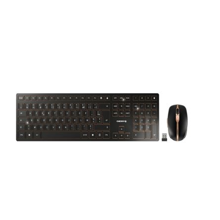 Cherry CHERRY DW 9100 SLIM Wireless Ergonomic Keyboard and Mouse Set, AZERTY (France), Black [JD-9100FR-2]; 281-9277