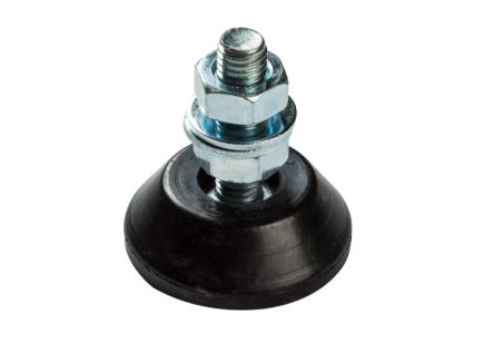 Serious 10mm 46mm Dia. Vulcanised Rubber Levelling Adjustable Foot, 75kg Static Load Capacity [10400]; 281-9786