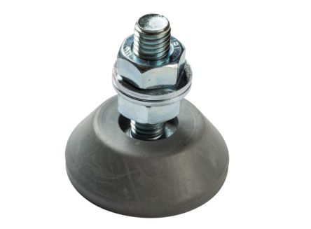 Serious 10mm 46mm Dia. Vulcanised Rubber Levelling Adjustable Foot, 40kg Static Load Capacity [10406]; 281-9789