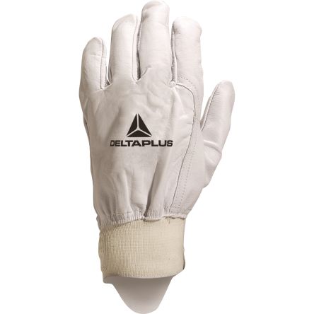 Delta Plus 51FEDF White Leather Abrasion Resistant, Cut Resistant, Tear Resistant Work Gloves, Size 10 [51FEDF10]; 282-0891