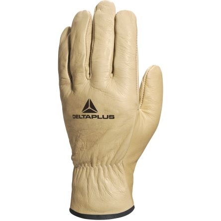 Delta Plus FB149 Beige Leather Abrasion Resistant, Cut Resistant, Tear Resistant Work Gloves, Size 8 [FB14908]; 282-0903