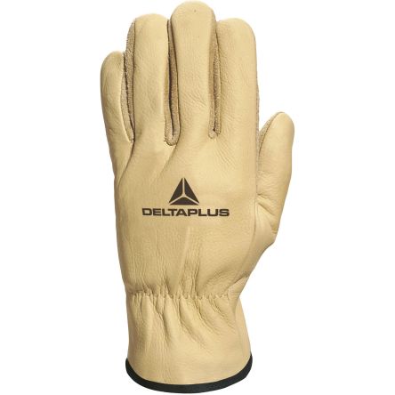 Delta Plus FIB49 Beige Leather Abrasion Resistant, Cut Resistant, Tear Resistant Work Gloves, Size 9 [FIB4909]; 282-0922
