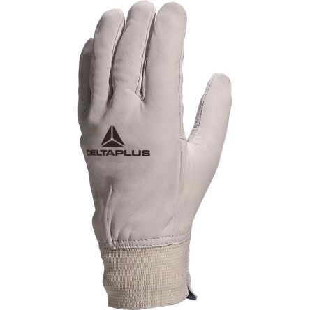 Delta Plus GFBLE White Leather Abrasion Resistant, Cut Resistant, Tear Resistant Work Gloves, Size 8 [GFBLE08]; 282-0924