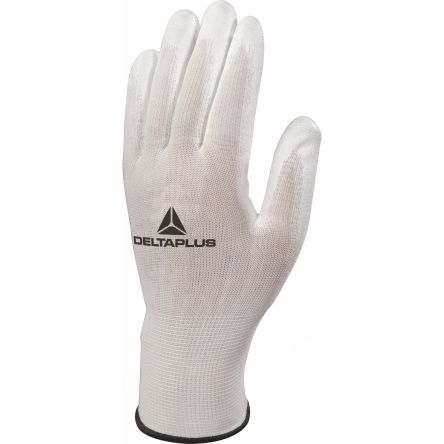 Delta Plus VE702 White Polyamide Abrasion Resistant, Cut Resistant, Tear Resistant Work Gloves, Size 8, Polyurethane [VE70208]; 282-0973