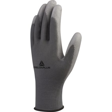 Delta Plus VE702GR Grey Polyamide Abrasion Resistant, Cut Resistant, Tear Resistant Work Gloves, Size 6, Polyurethane [VE702GR06]; 282-0976