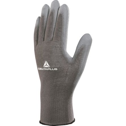 Delta Plus VE702PG Grey Polyester Abrasion Resistant, Cut Resistant, Tear Resistant Work Gloves, Size 11, Polyurethane [VE702PG11]; 282-0989