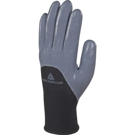 Delta Plus VE715GR Black, Grey Polyester Abrasion Resistant, Cut Resistant, Tear Resistant Work Gloves, Size 10, [VE715GR10]; 282-0999