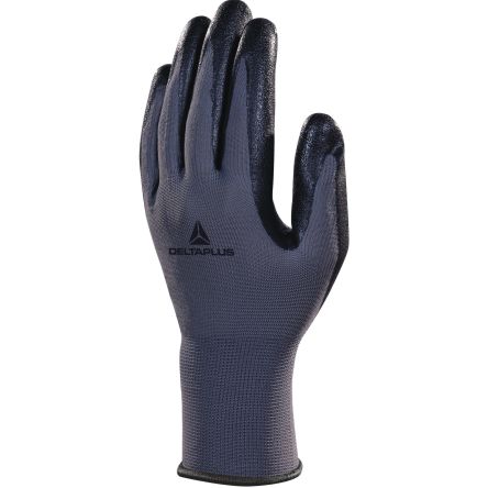 Delta Plus VE722 Black, Grey Polyester Abrasion Resistant, Cut Resistant, Tear Resistant Work Gloves, Size 9, Nitrile [VE722NO09]; 282-1003