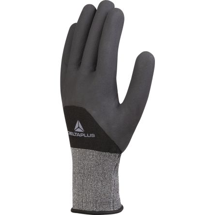 Delta Plus VE725NO Black Polyester, Spandex Waterproof Work Gloves, Size 8, Nitrile Coating [VE725NO08]; 282-1006