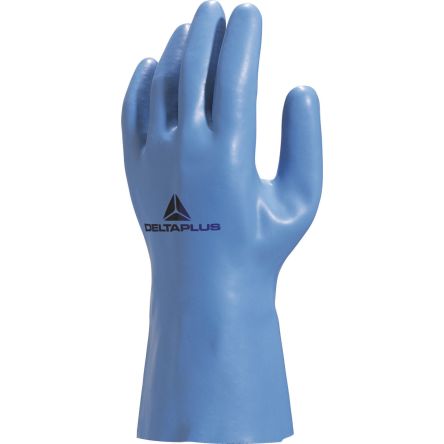 Delta Plus VENIZETTE VE920 Blue Cotton Chemical Resistant Work Gloves, Size 8, Latex Coating [VE920BL08]; 282-1049