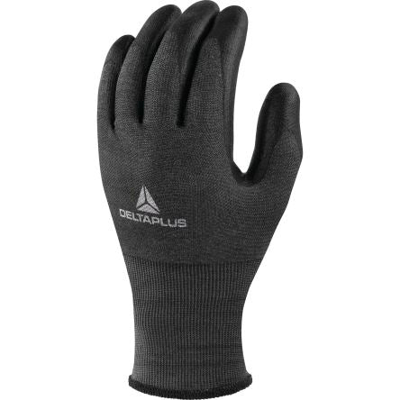 Delta Plus VENICUTD05 Black DELTANOCut Fiber Cut Resistant Work Gloves, Size 10, Polyurethane Coating [VECUTD05NO10]; 282-1078