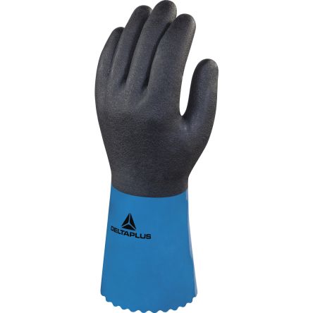 Delta Plus CHEMSAFE PLUS VV836 Blue Polyamide Chemical Resistant Work Gloves, Size 10, Nitrile, PVC Coating [VV836BL10]; 282-1161