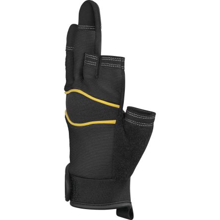 Delta Plus VV905NO Black, Yellow Leather Abrasion Resistant, Cut Resistant, Tear Resistant Work Gloves, Size 8 [VV905NO08]; 282-1167