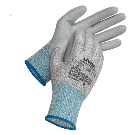 uvex unidur 6649 Blue, Grey Elastane, HPPE, Polyamide Cut Resistant Gloves, Size 6, Polyurethane Coating [6051606]; 282-2364