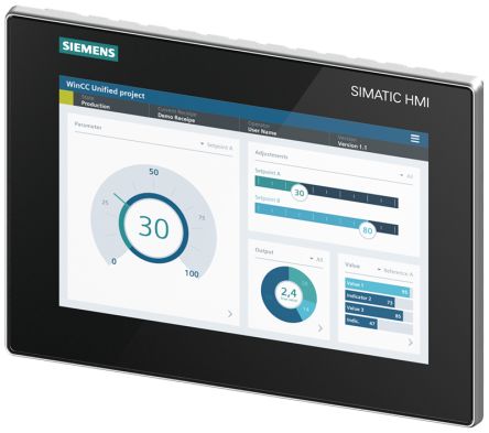 Siemens 6AV2128 Series MTP1000 Unified Comfort HMI Panel - 10.1 in, TFT Display, 1280 x 800 [6AG1128-3KB06-4AX1]; 282-3446