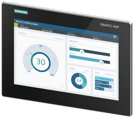 Siemens 6AV2128 Series MTP1200 Unified Comfort HMI Panel - 12.1 in, TFT Display, 1280 x 800 [6AG1128-3MB06-4AX1]; 282-3447