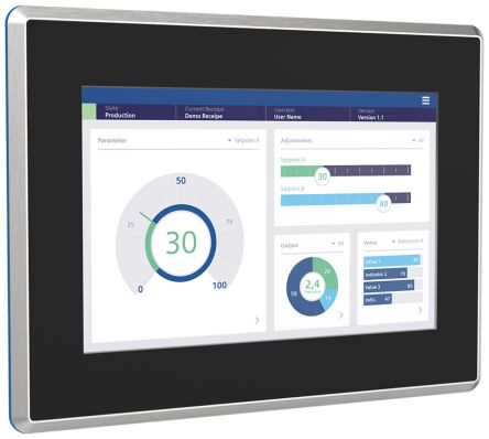 Siemens 6AV2128 Series MTP1000 Unified Comfort HMI Panel - 10.1 in, TFT Display, 1280 x 800 [6AV2128-3KB70-0AX0]; 282-3479