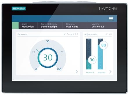 Siemens 6AV2128 Series MTP1200 Unified Comfort HMI Panel - 12.1 in, TFT Display, 1280 x 800 [6AV2128-3MB27-0BX0]; 282-3481