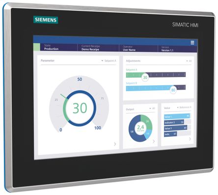 Siemens 6AV2128 Series MTP1200 Unified Comfort HMI Panel - 12.1 in, TFT Display, 1280 x 800 [6AV2128-3MB40-0AX0]; 282-3483
