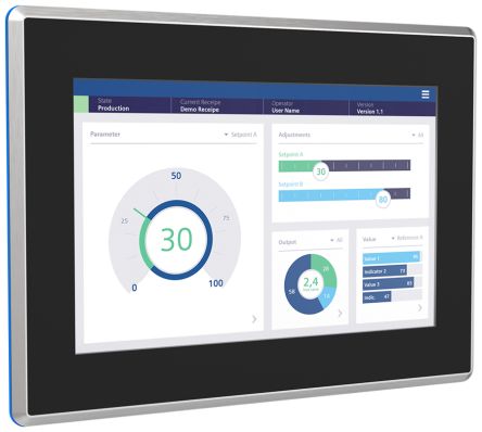 Siemens 6AV2128 Series MTP1200 Unified Comfort HMI Panel - 12.1 in, TFT Display, 1280 x 800 [6AV2128-3MB70-0AX0]; 282-3484