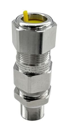 RS PRO Silver Brass Cable Gland, M20 Thread, 6mm min., 13mm max., IP68 [0]; 282-3626