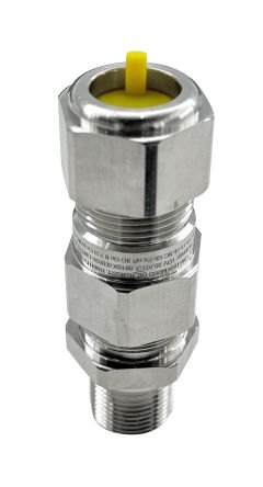 RS PRO Silver Brass Cable Gland, M20 Thread, 9.5mm min., 16mm max., IP68 [0]; 282-3628