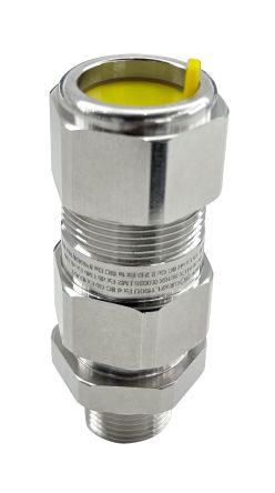 RS PRO Silver Brass Cable Gland, M20 Thread, 12.5mm min., 21mm max., IP68 [0]; 282-3629