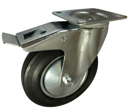 RS PRO Braked Swivel Castor Wheel, 205kg Capacity, 200mm Wheel [0]; 282-3641