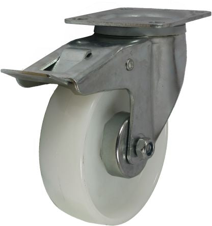 RS PRO Braked Swivel Castor Wheel, 150kg Capacity, 100mm Wheel [0]; 282-3643