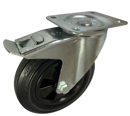 RS PRO Braked Swivel Castor Wheel, 205kg Capacity, 200mm Wheel [0]; 282-3649