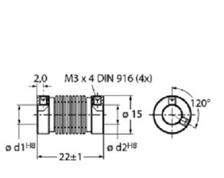 Turck, RCS Series 6 mm Coupling, 22mm Cable Length, 15mm Probe [RCS-15-06-06]; 282-4170