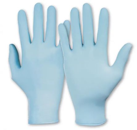 Honeywell Safety Dermatril 740 Light Blue Powder-Free Nitrile Disposable Gloves, Size 8, 100 per Pack [074008081C]; 282-5114