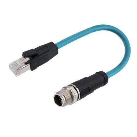 RS PRO Straight Male 8 way M12 to Straight Male 8 way RJ45 Cable, 15m [0]; 282-5417