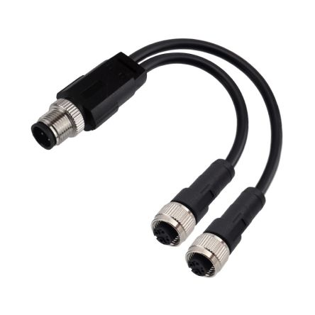 RS PRO Straight Male 4 way M12 to Straight Female 4 way M12 Cable, 300mm [0]; 282-5437