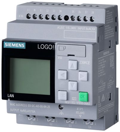 Siemens LOGO! Series Logic Module for Use with LOGO! 8.4, 115 V ac/dc, 230 V ac/dc Supply, Relay Output, 8-Input, [6ED1052-1FB08-0BA2]; 282-5510