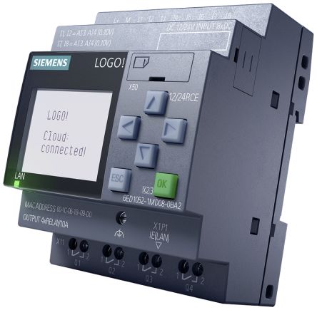 Siemens LOGO! Series Logic Module for Use with LOGO! 8.4, 12 V dc, 24 V dc Supply, Relay Output, 8-Input, Analogue, [6ED1052-1MD08-0BA2]; 282-5512