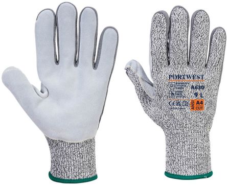 Portwest A630 Grey Elastane, Elastic, Glass Fibre, HPPE, Polyester Cut Resistant Gloves, Size 9 [A630G7RL]; 282-5534