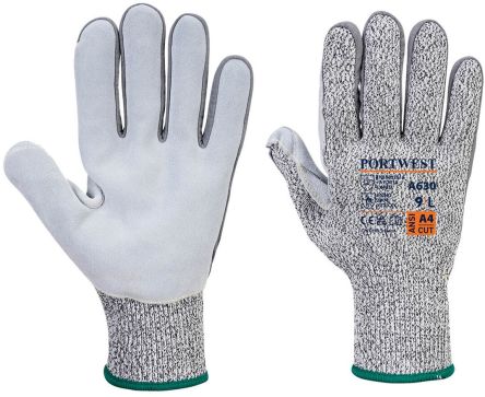 Portwest A630 Grey Elastane, Elastic, Glass Fibre, HPPE, Polyester Cut Resistant Gloves, Size 10 [A630G7RXL]; 282-5535