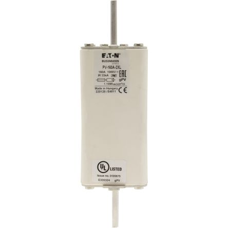 Eaton 160A Tag Fuse, 217 x 82 x 94mm, 1kV, 205mm [PV-160A-2XL]; 282-6222
