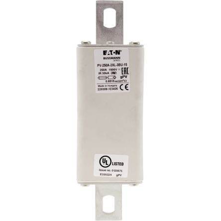 Eaton 250A Tag Fuse, 205 x 78 x 89mm, 1.5kV, 167mm [PV-250A-2XL-3BU-15]; 282-6231