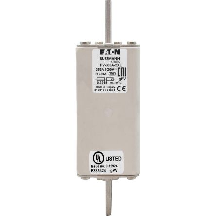 Eaton 355A Tag Fuse, 205 x 61 x 61mm, 1kV, 205mm [PV-355A-2XL]; 282-6240
