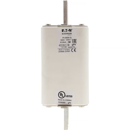 Eaton 600A Tag Fuse, 205 x 75 x 75mm, 1kV, 205mm [PV-600A-3L]; 282-6252