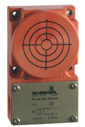 Schmersal Inductive Rectangular Proximity Sensor, 50 mm Detection, 2-Wire NO/NC, 15 → 250 V ac [IFL 50-385-10/01-M20]; 282-6463