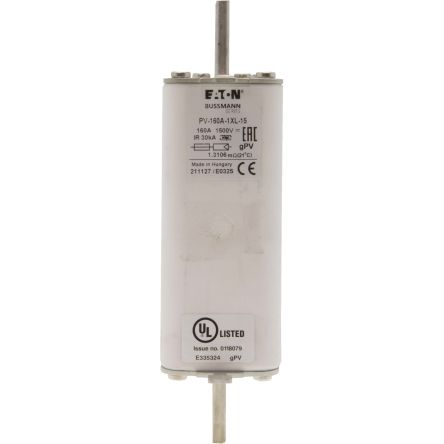 Eaton 160A Tag Fuse, 1XL, 1.5kV, 189mm [PV-160A-1XL-15]; 282-6505